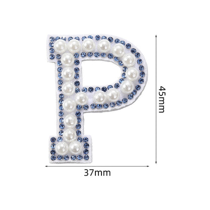 Blue diamond seamless adhesive 26 English letters for clothing and makeup bag decoration, non-woven fabric patch, adhesive backing