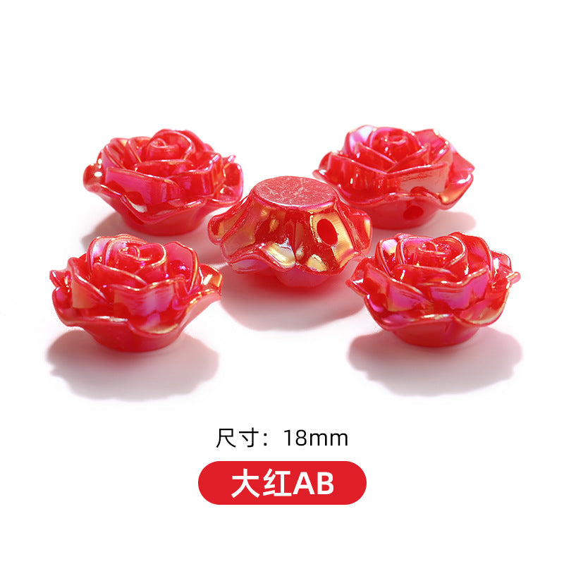 High-Gloss ABS Imitation Pearl Beads - Perforated Beige White Camellia Hairpin Jewelry DIY Accessories