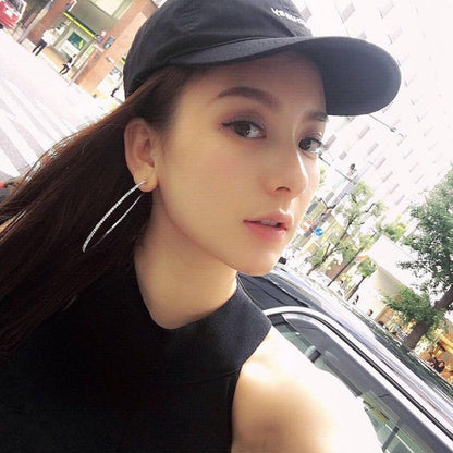 2-4-6-8-10cm oversized earrings exaggerated earrings european and american round rhinestone geometric hoop earrings for women cross-border