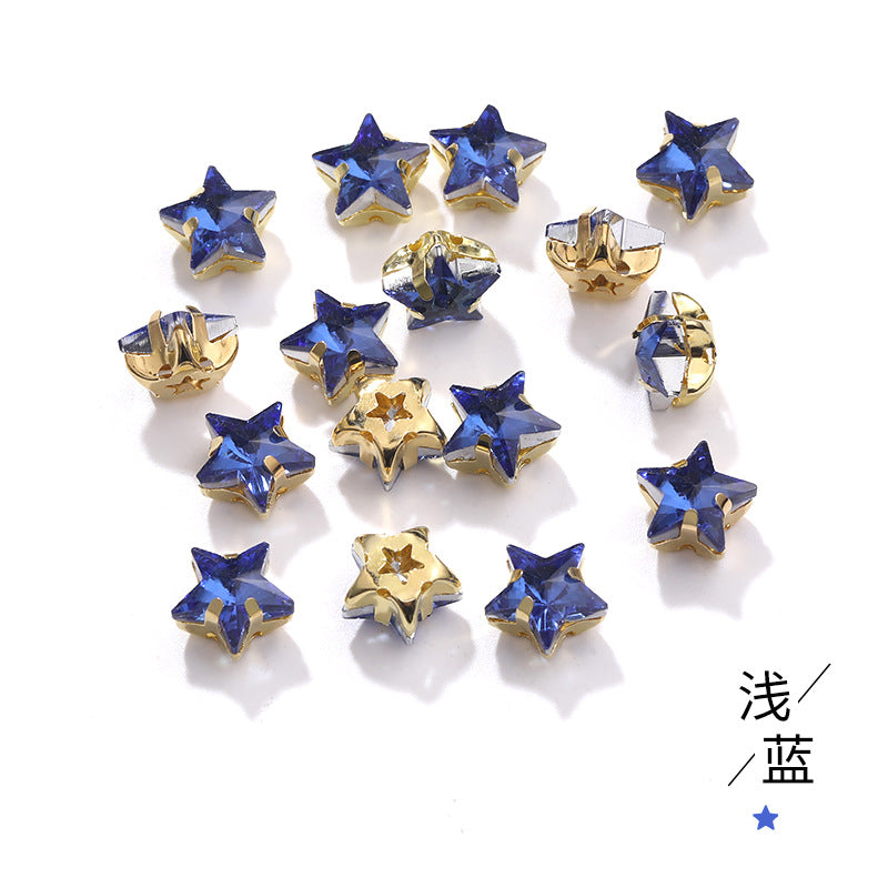 New 10mm five-pointed star hand-stitched glass thickened claw drill 3D DIY wedding dress, clothing, shoes, bags, hair clips, accessories
