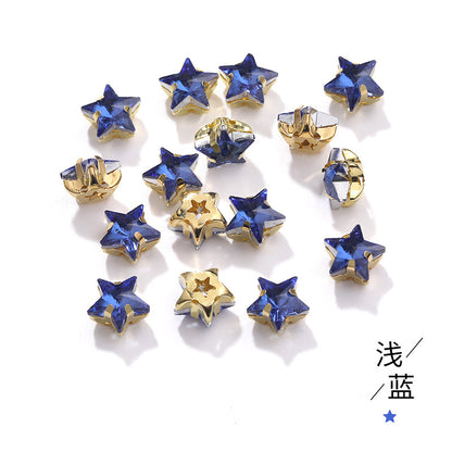 New 10mm five-pointed star hand-stitched glass thickened claw drill 3D DIY wedding dress, clothing, shoes, bags, hair clips, accessories