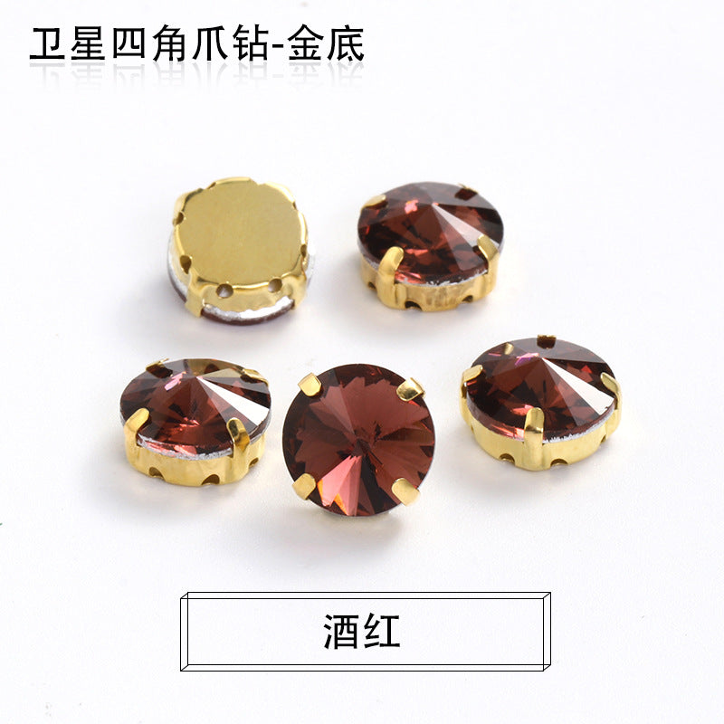 Xichuan new gold background satellite square corner hand sewing drill claw drill DIY clothing collar dress accessories material wholesale