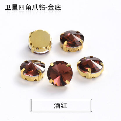 Xichuan new gold background satellite square corner hand sewing drill claw drill DIY clothing collar dress accessories material wholesale