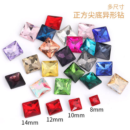Square special-shaped diamonds, real silver-plated bottoms, bags, hair clips, accessories, shoes, clothing, accessories, pointed bottoms, square diamonds