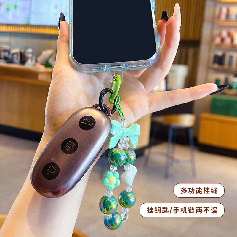 DIY colorful love bow beaded mobile phone chain small pendant couple simple car bag keychain pendant