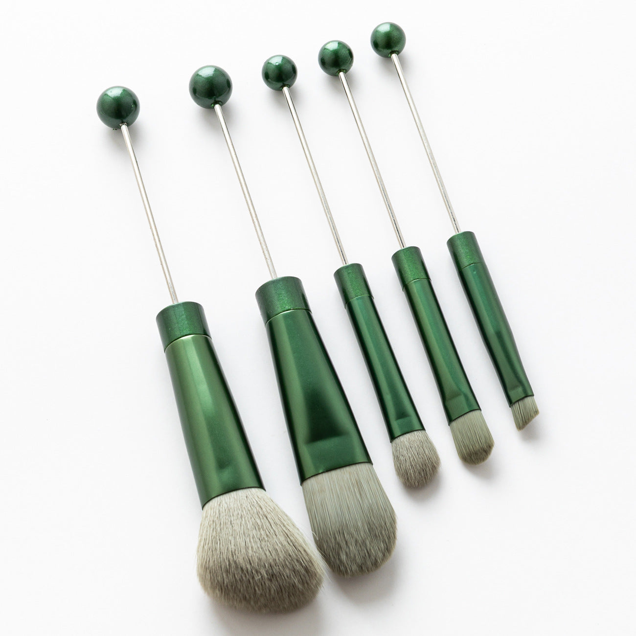 New 5 Pcs DIY Beaded Metal Handle Makeup Brush Set - Contour Concealer Eyeshadow Eyebrow Brush Wholesale