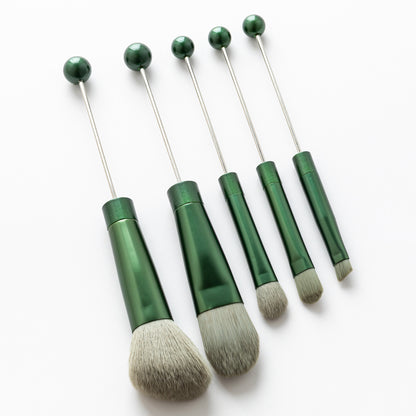 New 5 Pcs DIY Beaded Metal Handle Makeup Brush Set - Contour Concealer Eyeshadow Eyebrow Brush Wholesale