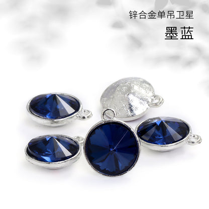 12mm zinc alloy satellite single pendant bag, necklace, bracelet, clothing decoration, accessory satellite shape round single-hole pendant