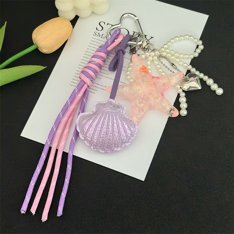 Starfish braided hair phone thread scrunchie pearl straight braid artifact female ponytail bubble braid hair rope versatile hair accessories