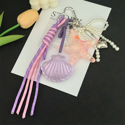 Starfish braided hair phone thread scrunchie pearl straight braid artifact female ponytail bubble braid hair rope versatile hair accessories