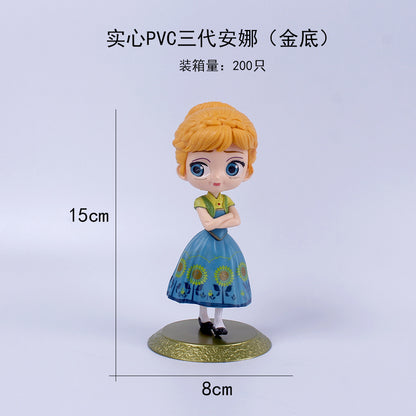 Q version of the girl, the 2nd generation of the ice and snow series princess, the 3rd generation of Elsa, the cake decoration ornaments, the figure model scene decoration