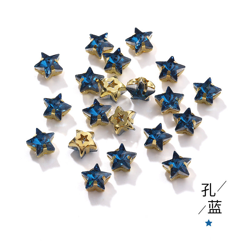 New 10mm five-pointed star hand-stitched glass thickened claw drill 3D DIY wedding dress, clothing, shoes, bags, hair clips, accessories