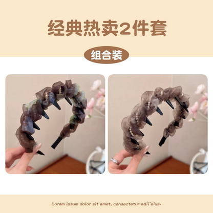 Elegant mesh high crown headband for women, new face-washing special toothed headband for daily wear, pressed hairpin headwear