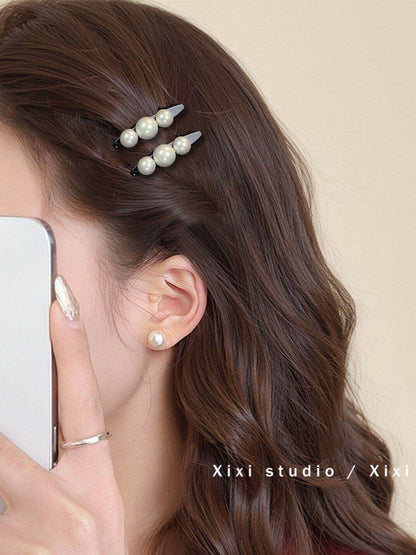 High-end light luxury pearl hair clips, edge clips, delicate side bang clips, women's mini small front-size hair clips, hair clips