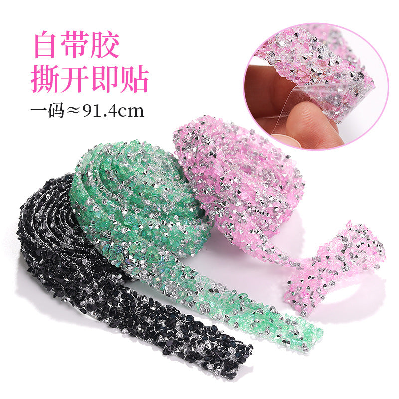 Eco-friendly crushed stone drill belt double-sided adhesive handmade shoe bag crystal drill sticker DIY clothing accessories lace mobile phone case