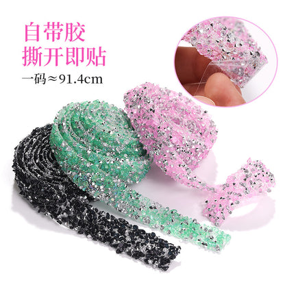 Eco-friendly crushed stone drill belt double-sided adhesive handmade shoe bag crystal drill sticker DIY clothing accessories lace mobile phone case