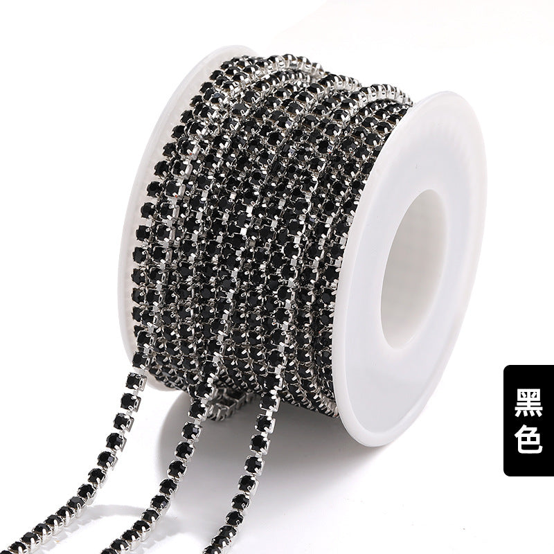 Hot Selling Multicolor White K Claw Chain 2 2.5 2.8 3mm Dense Crystal Glass Drill Claw Chain DIY Clothing Decorations