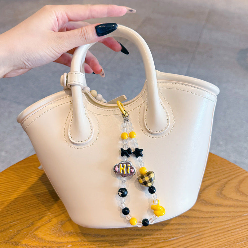 creative dopamine beading mobile phone chain keychain pendant cute car keychain bag pendant wholesale