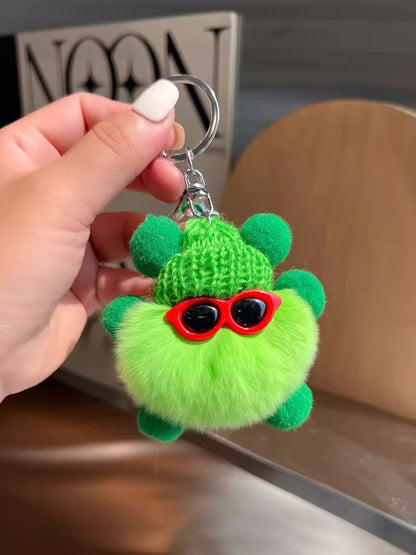 Cute imitation otter rabbit long legs small briquette car keychain pendant plush bag pendant gift doll doll