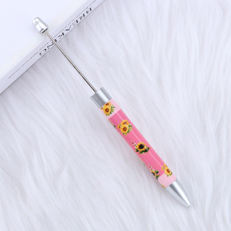 creative printed ballpoint pen diy beaded sunflower flag printed plastic ballpoint pen theme advertising gift pen
