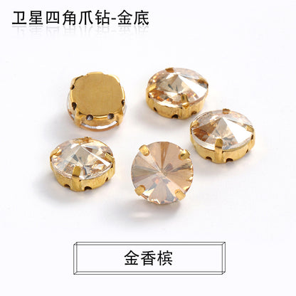 Xichuan new gold background satellite square corner hand sewing drill claw drill DIY clothing collar dress accessories material wholesale