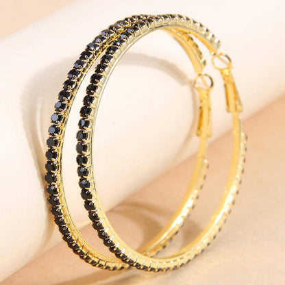 2-4-6-8-10cm oversized earrings exaggerated earrings european and american round rhinestone geometric hoop earrings for women cross-border