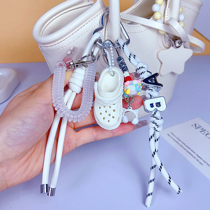 Creative handmade DIY hole shoes bracelet keychain couple miu tie bag pendant keychain small pendant accessories