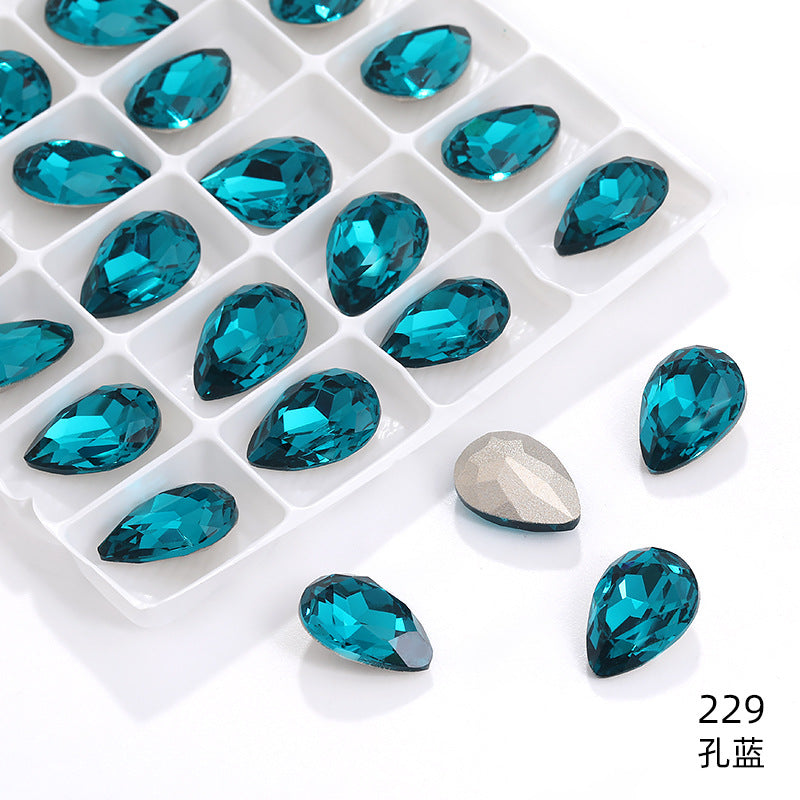 K9 high-end pear-shaped rhinestones, special-shaped rhinestones, real silver-plated base wedding dress accessories, pointed bottom pinkstone rhinestones