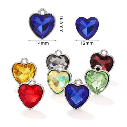 Heart-inlaid 12MM peach heart single crystal pendant bracelet, headpiece, flower tray material, DIY accessory pendant