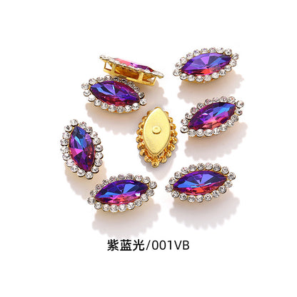 Horse Eye Sunflower Double-layer Hand-Stitched Diamond Shaped Edge Glass Diamond Clothing Bag DIY Accessories Manufacturer Wholesale