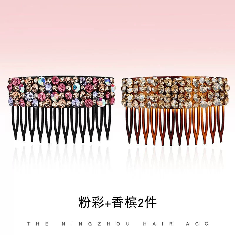 Korean Dongdaemun High-End Rhinestone Hair Comb Inverted Comb for Women, Sophisticated Elegance New Loose Hair Styling Tool Hair Clip
