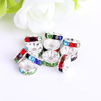 Handmade accessories diamond ring bead separator color bracelet diamond encrusted spacer wheel rim 6 8 10 12mm DIY jewelry accessories
