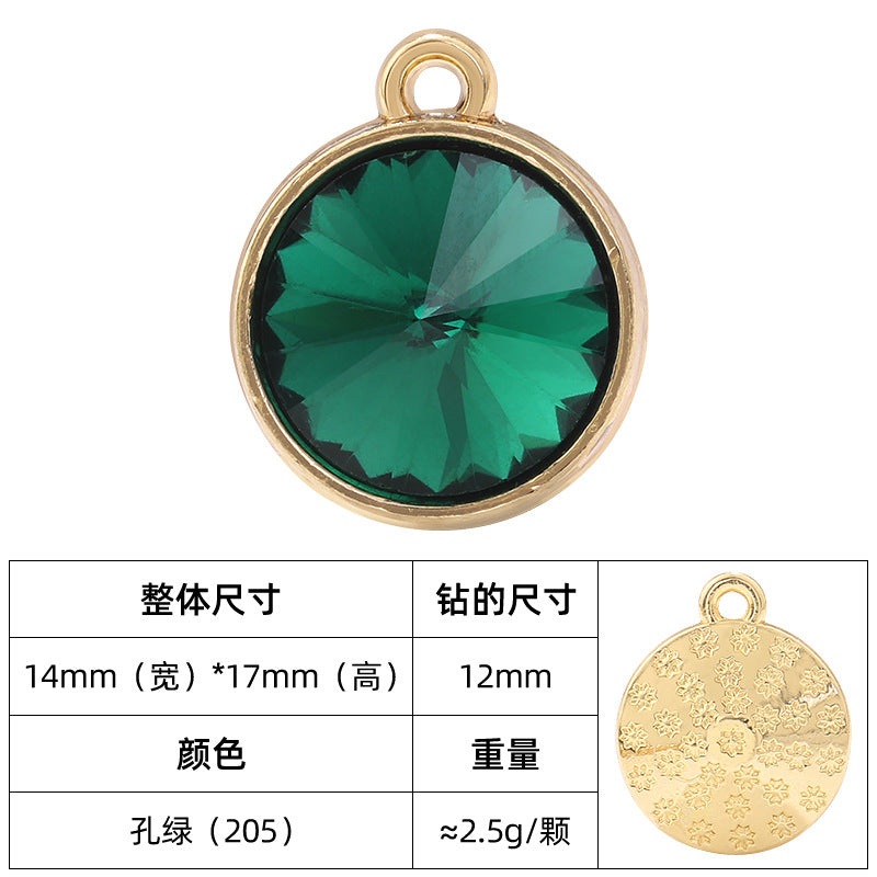 12mm satellite single hanging glass diamond single-hole alloy pendant inlaid with round crystal diamond earrings jewelry DIY accessories