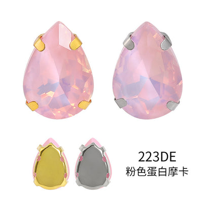 Xichuan waterdrop egg white mocha four-corner claw drill hand-stitched glass teardrop water rhinestone DIY accessories and accessories