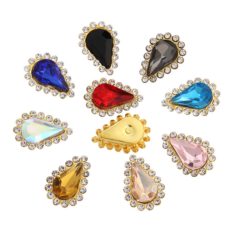 Colorful pointed waterdrop sunflower edged flower plate diamonds double-layer hand-sewn glass diamonds - clothing, hair accessories, DIY accessories