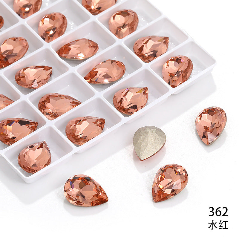 K9 high-end pear-shaped rhinestones, special-shaped rhinestones, real silver-plated base wedding dress accessories, pointed bottom pinkstone rhinestones