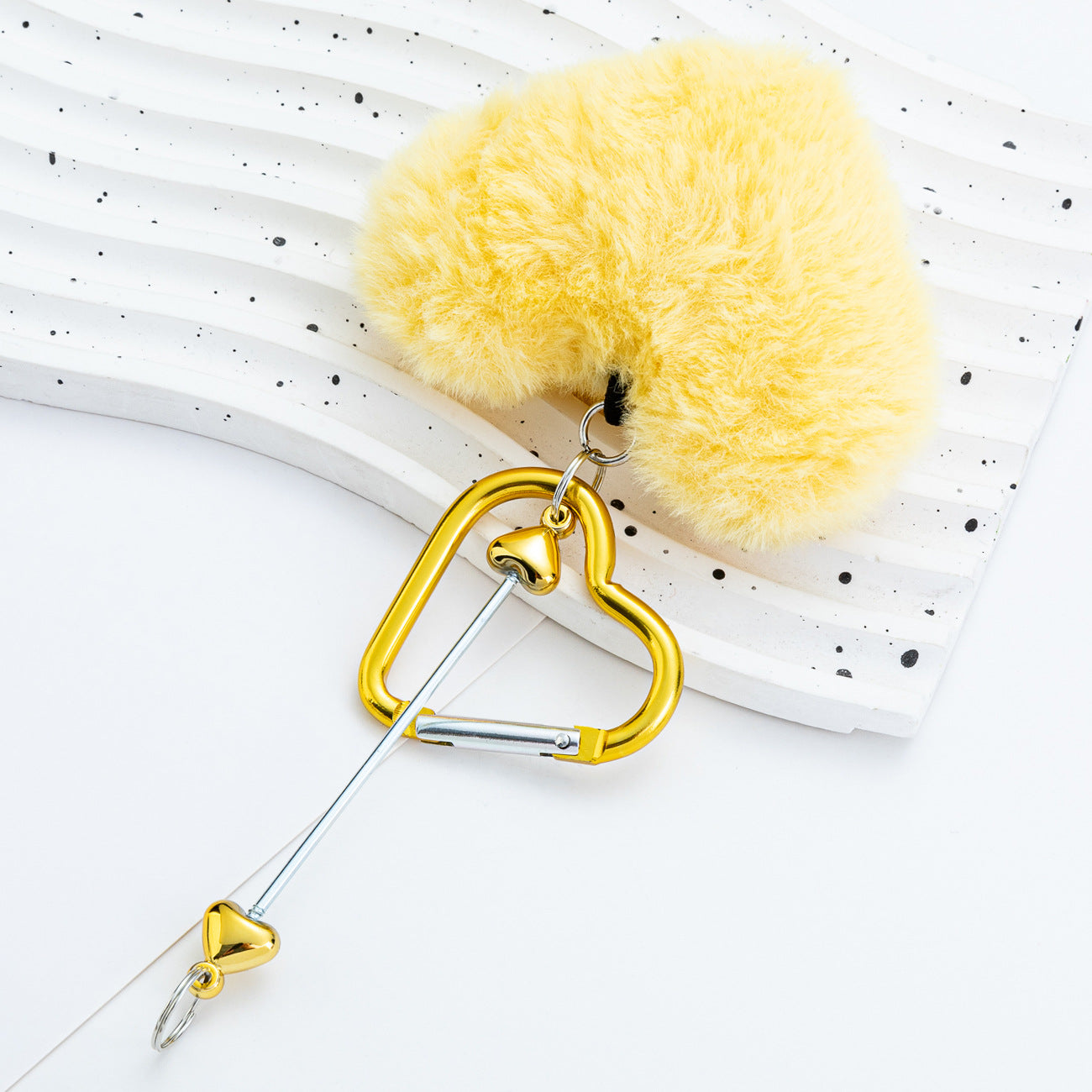 DIY Beaded Love Carabiner - Plush Pendant Love Lock Buckle Hairball Carabiner Wholesale