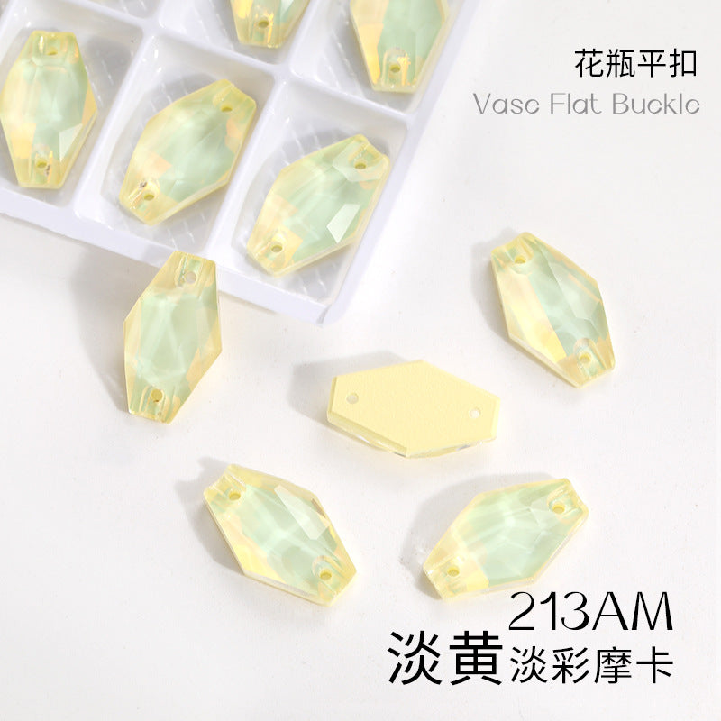 Factory wholesale flat buckle flat bottom hand-stitched rhinestone vase crystal stone ultra-glitter scratch-free packaging glass diamond