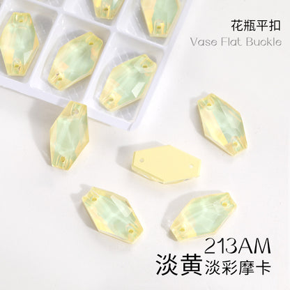 Factory wholesale flat buckle flat bottom hand-stitched rhinestone vase crystal stone ultra-glitter scratch-free packaging glass diamond