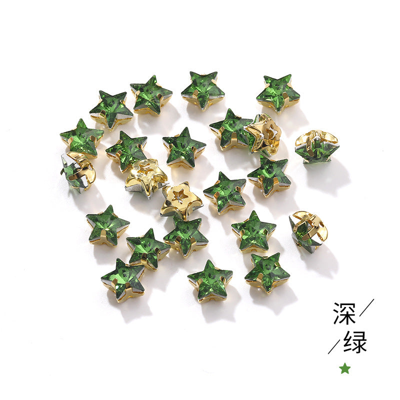 New 10mm five-pointed star hand-stitched glass thickened claw drill 3D DIY wedding dress, clothing, shoes, bags, hair clips, accessories
