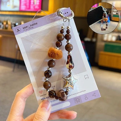 Creative Handmade DIY Fall and Winter Maillard Mobile Phone Chain Pendant Beaded Car Bag Keychain Charm Accessories