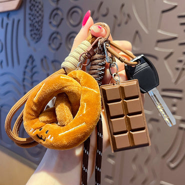 Creative MIU plush bread bracelet keychain pendant couple car key chain bag pendant small gift