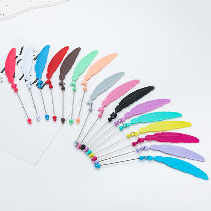 Plastic Feather Bookmark - Cartoon Pendant Children Handmade Beaded Reading Mark Book Holder