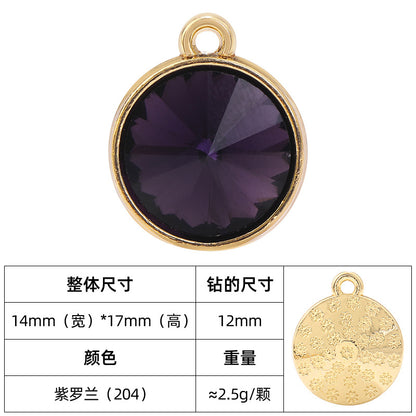 12mm satellite single hanging glass diamond single-hole alloy pendant inlaid with round crystal diamond earrings jewelry DIY accessories
