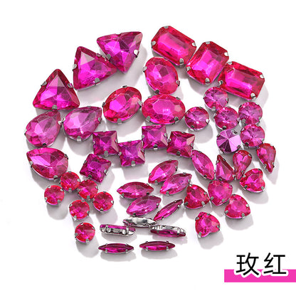 Mixed Four-Corner Claw Rhinestones - Silver Crystal Glass Hand-Sewn Wedding Dress Accessories 50pcs