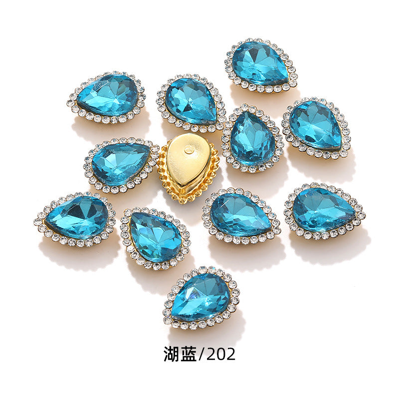 Double-layer waterdrop sunflower flower flower plate diamond buckle, hand-stitched rhinestone, thickened gold holder, glass diamond, clothing, shoes, bags, DIY accessories