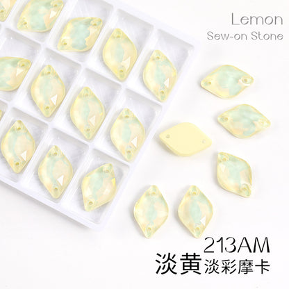 Xichuan New K9 Lemon Flat Buckle Flat Bottom Double-Hole Beveled Glass Hand-Sewn Diamond Clothing DIY Accessories