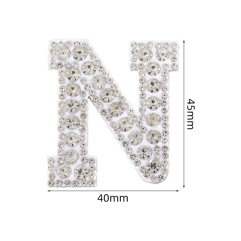 Full rhinestone letter diy clothing accessories white rhinestone hot rhinestone patch hot patch patch english 26 english letters