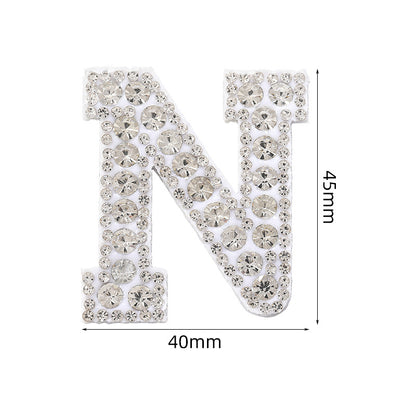 Full rhinestone letter diy clothing accessories white rhinestone hot rhinestone patch hot patch patch english 26 english letters