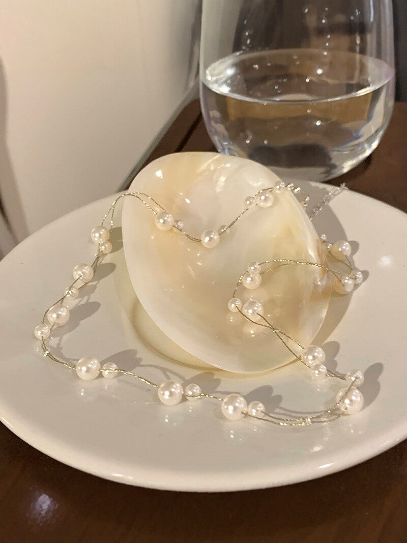 Korean INS style double-layer pearl starry sky necklace for women, sophisticated light luxury necklace, accessory choker collarbone chain